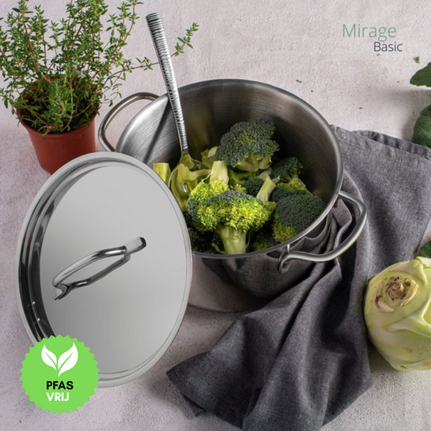 Sola Pannenset Mirage 4-Delig RVS - Kookpan ø 16, 18, 20 cm & Steelpan ø 16 cm - egnet til alle varmekilder