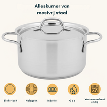 Sola Pannenset Mirage 4-Delig RVS - Kookpan ø 16, 18, 20 cm & Steelpan ø 16 cm - egnet til alle varmekilder