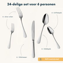 Sola Bestekset Hollands Glad - 18/10 RVS - 24 delig / 6 personer