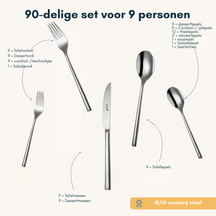Sola Bestekset Montreux - 18/10 RVS - 90 delig / 9 personer