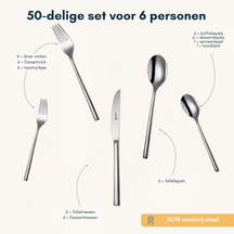 Sola Bestekset Montreux - 18/10 RVS - 50 delig / 6 personer