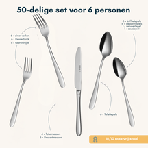Sola Bestekset Fleurie - 18/10 RVS - 50 delig / 6 personer