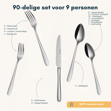 Sola Bestekset Fleurie - 18/10 RVS - 90 delig / 9 personer