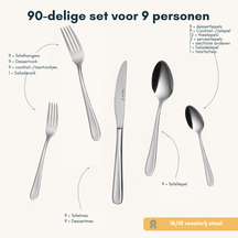 Sola Bestekset Florence - 18/10 RVS - 90 delig / 9 personer