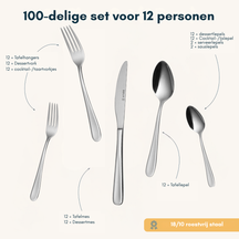 Sola Bestekset Florence - 18/10 RVS - 100 delig / 12 personer