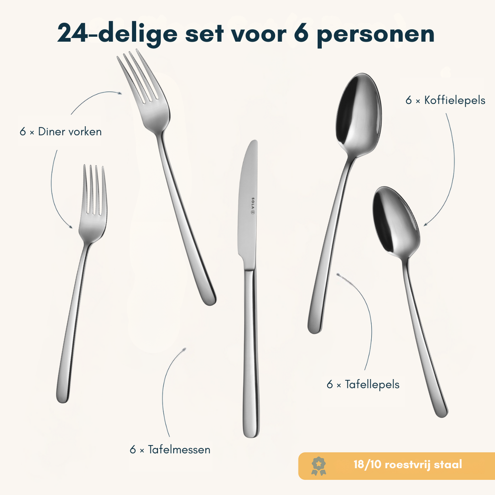 Sola Donau Bestekset - 6 Personer / 24 Delig