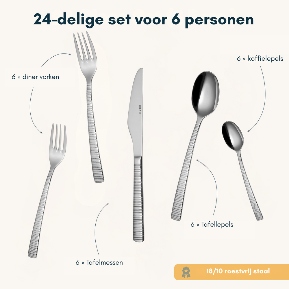 Sola Bestekset Bali - 18/10 RVS - 24 delig / 6 personer