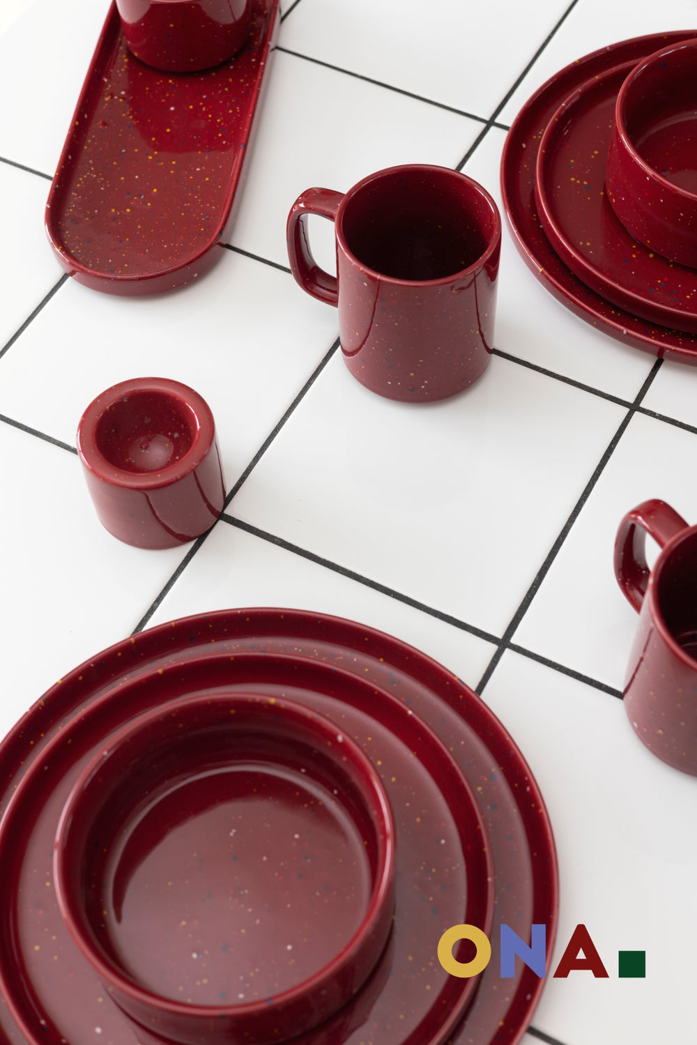 ONA Mokken Fika Burgundy 330 ml - 4 stuks