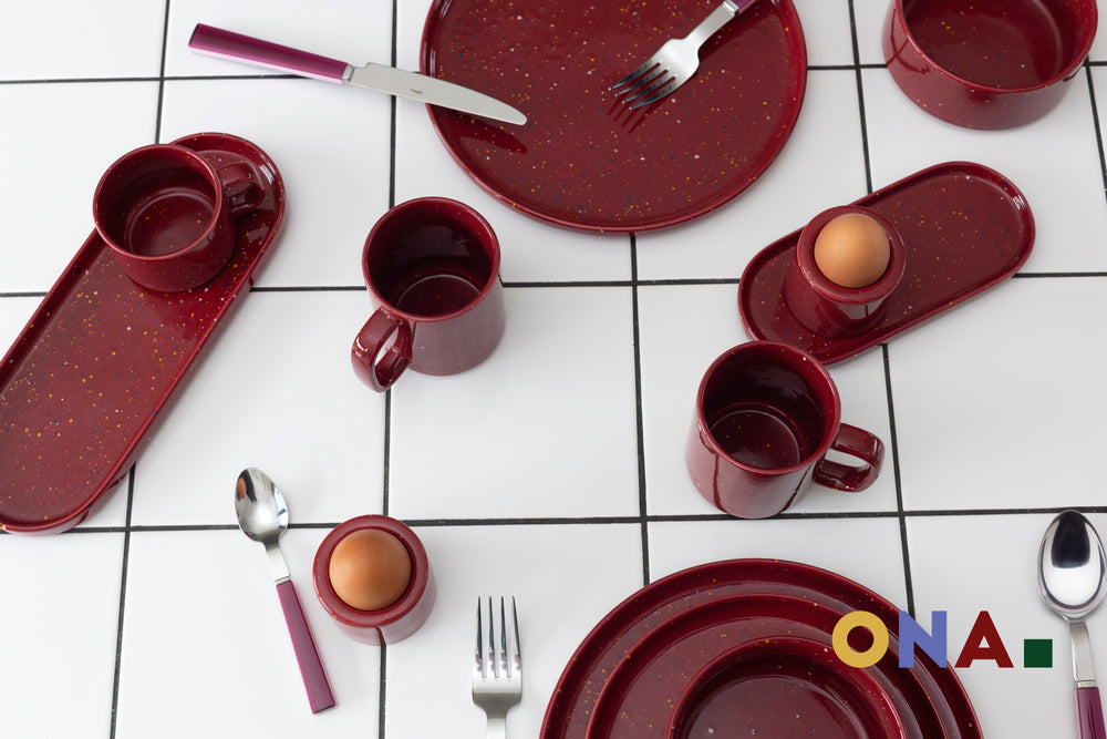 ONA Dinerborden Fika Burgundy ø 25 cm - 4 Stuks
