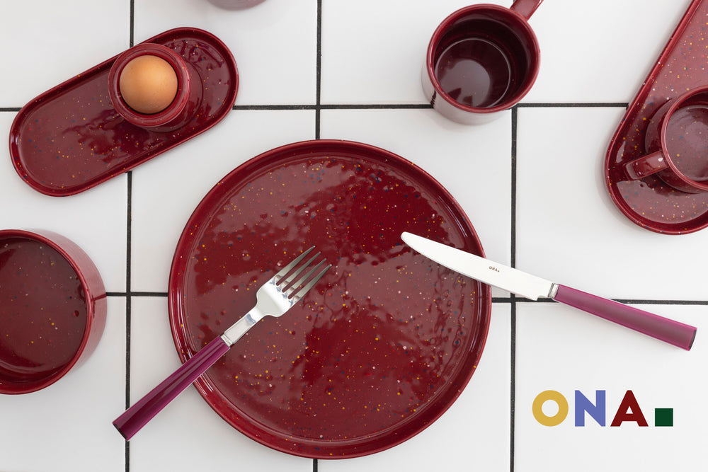 ONA Dinerborden Fika Burgundy ø 25 cm - 4 Stuks