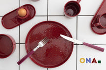 ONA Dinerborden Fika Burgundy ø 25 cm - 4 Stuks