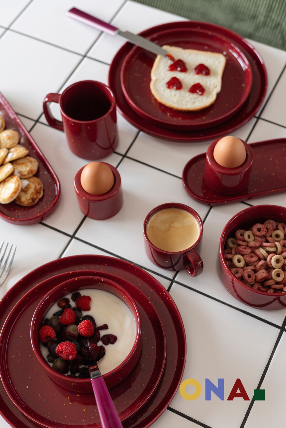 ONA Ontbijtborden / Dessertborden Fika Burgundy ø 20.5cm - 4 stuks