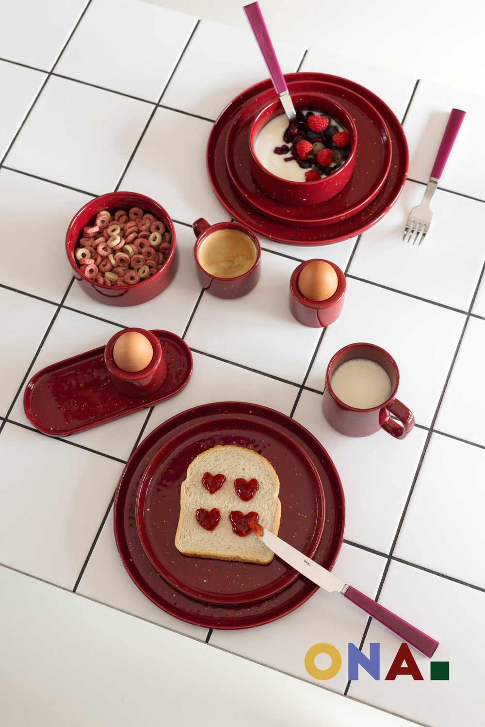 ONA Ontbijtborden / Dessertborden Fika Burgundy ø 20.5cm - 4 stuks