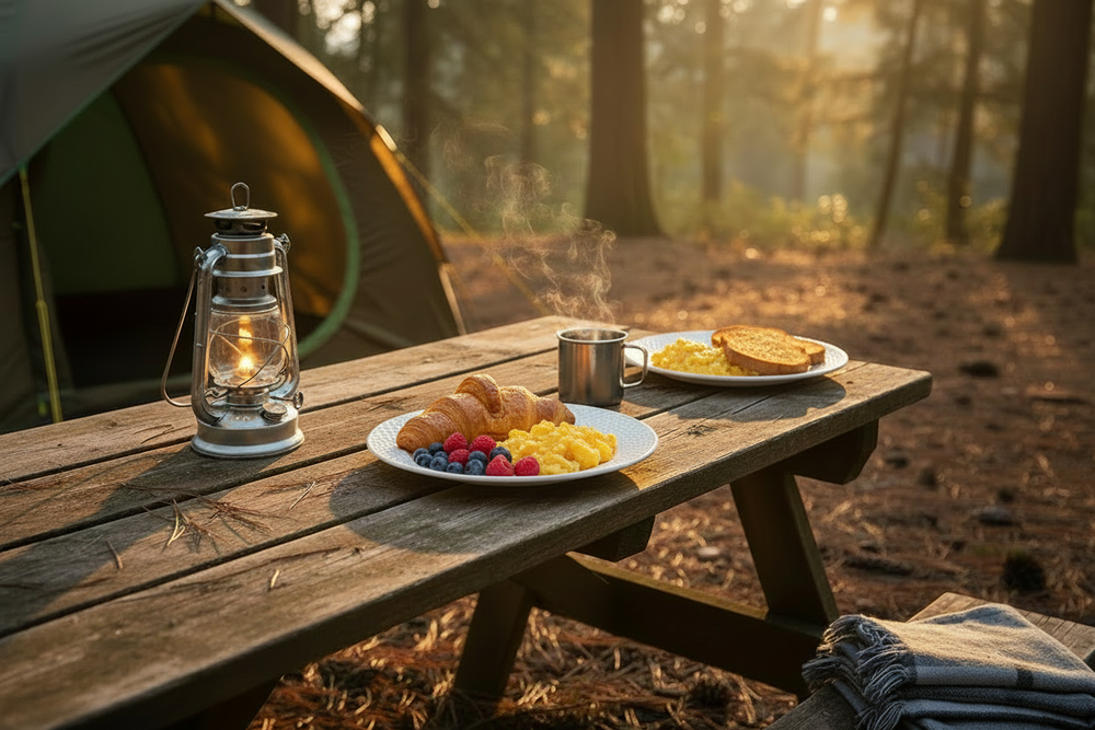 Cookinglife Morgenmadstallerkener / Desserttallerkener - CampVibe - Outdoor - Plast - Brudsikker - Hvid ø 21 cm - 4 Stykker