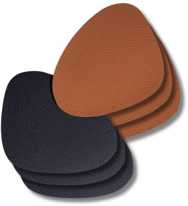 Underlag - Vegansk læder - Sort / Cognac - Organic - dobbelt-sidet - 13 x 11 cm - 6 stk. - Cookinglife