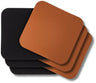Underlag - Vegansk læder - Sort / Cognac - dobbelt-sidet - 10 x 10 cm - 6 stk. - Cookinglife