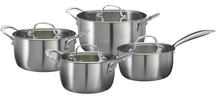 Cookinglife Pannenset Signature Steel 4-Delig RVS - Kookpan ø 16, 20 en 24 cm en Steelpan ø 17.5 cm - egnet til alle varmekilder