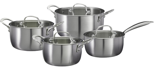 Cookinglife Pannenset Signature Steel 4-Delig RVS - Kookpan ø 16, 20 en 24 cm en Steelpan ø 17.5 cm - egnet til alle varmekilder
