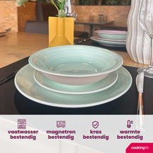Cookinglife Serviesset Pastel Harmony 18-delig / 6 personer - 6 middagstallerkener, 6 morgenmadstallerkener og 6 dybe tallerkener