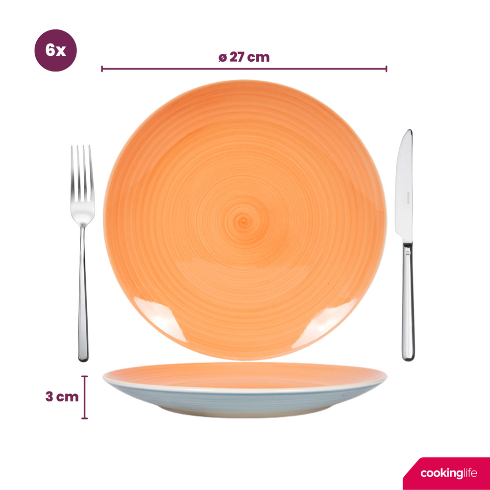 Cookinglife Serviesset Pastel Harmony 18-delig / 6 personer - 6 middagstallerkener, 6 morgenmadstallerkener og 6 dybe tallerkener