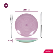 Cookinglife Serviesset Pastel Harmony 18-delig / 6 personer - 6 middagstallerkener, 6 morgenmadstallerkener og 6 dybe tallerkener