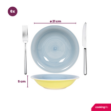 Cookinglife Serviesset Pastel Harmony 18-delig / 6 personer - 6 middagstallerkener, 6 morgenmadstallerkener og 6 dybe tallerkener
