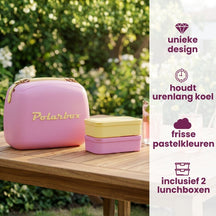 Polarbox Mini Køletaske / Coolerbag med 2 Madkasser - Bubblegum-Yellow - 6 Liter