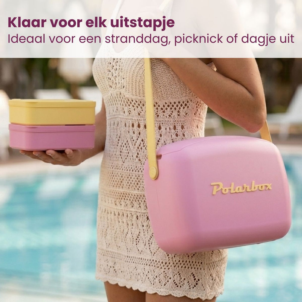 Polarbox Mini Køletaske / Coolerbag med 2 Madkasser - Bubblegum-Yellow - 6 Liter