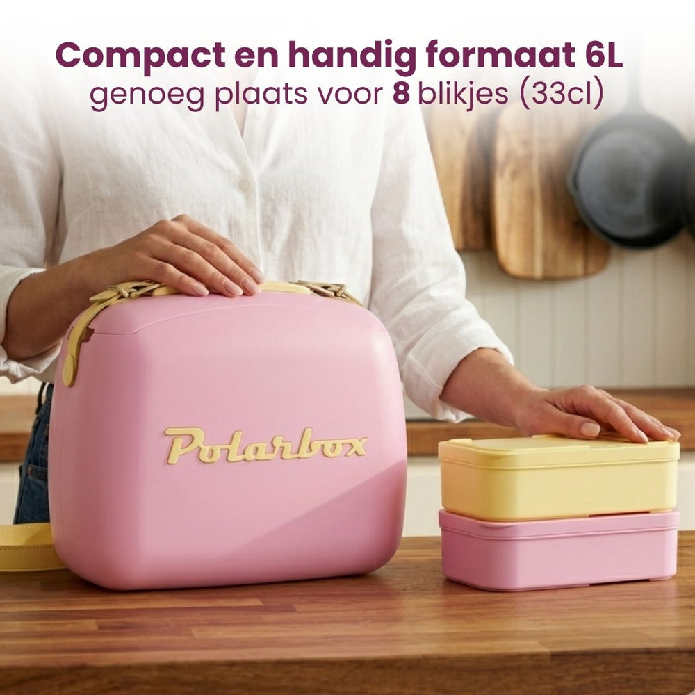 Polarbox Mini Køletaske / Coolerbag med 2 Madkasser - Bubblegum-Yellow - 6 Liter