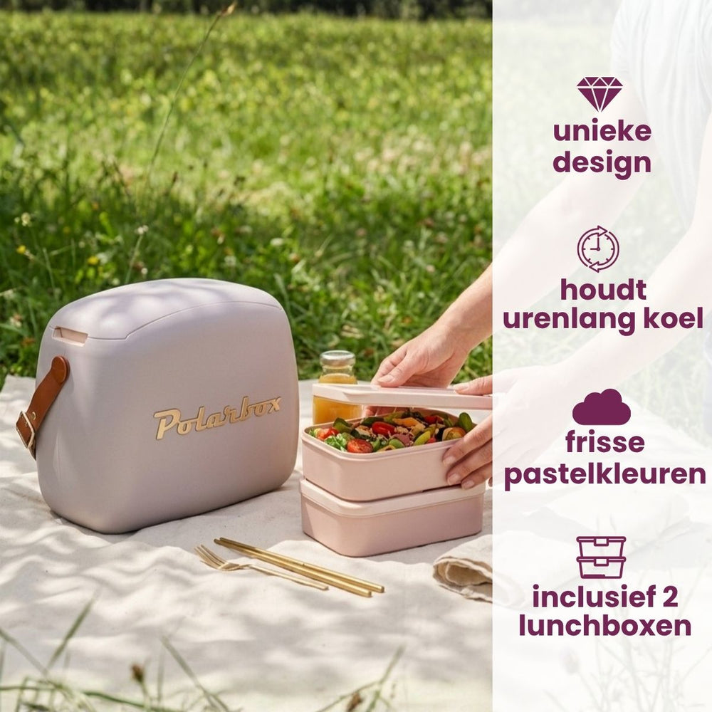 Polarbox Mini Køletaske / Coolerbag med 2 Madkasser - Pearl-Gold - 6 Liter