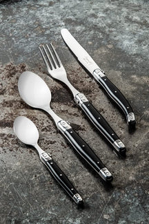 Laguiole Style de Vie Bestekset & Bestekbak - Premium Line - Sort - 24 dele / 6 personer