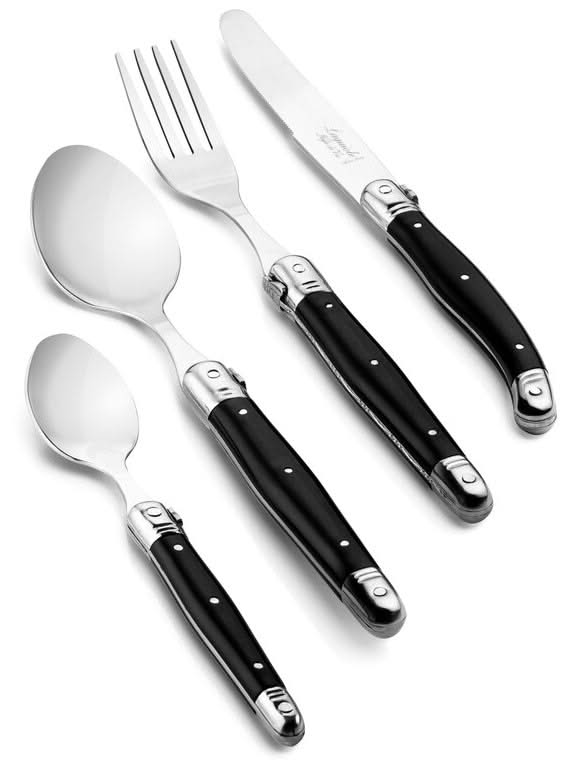 Laguiole Style de Vie Bestekset & Bestekbak - Premium Line - Sort - 24 dele / 6 personer