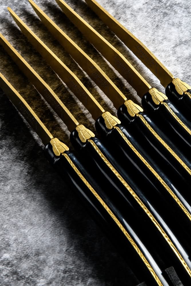 Laguiole Style de Vie Steakmessen Prestige Line Guld - 6 stk.