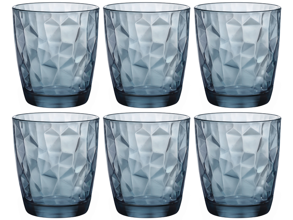 Bormioli Rocco Waterglazen Diamond - Blå - 300 ml - 6 stk.