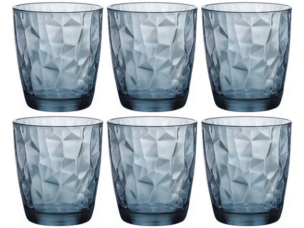 Bormioli Rocco Waterglazen Diamond - Blå - 300 ml - 6 stk.