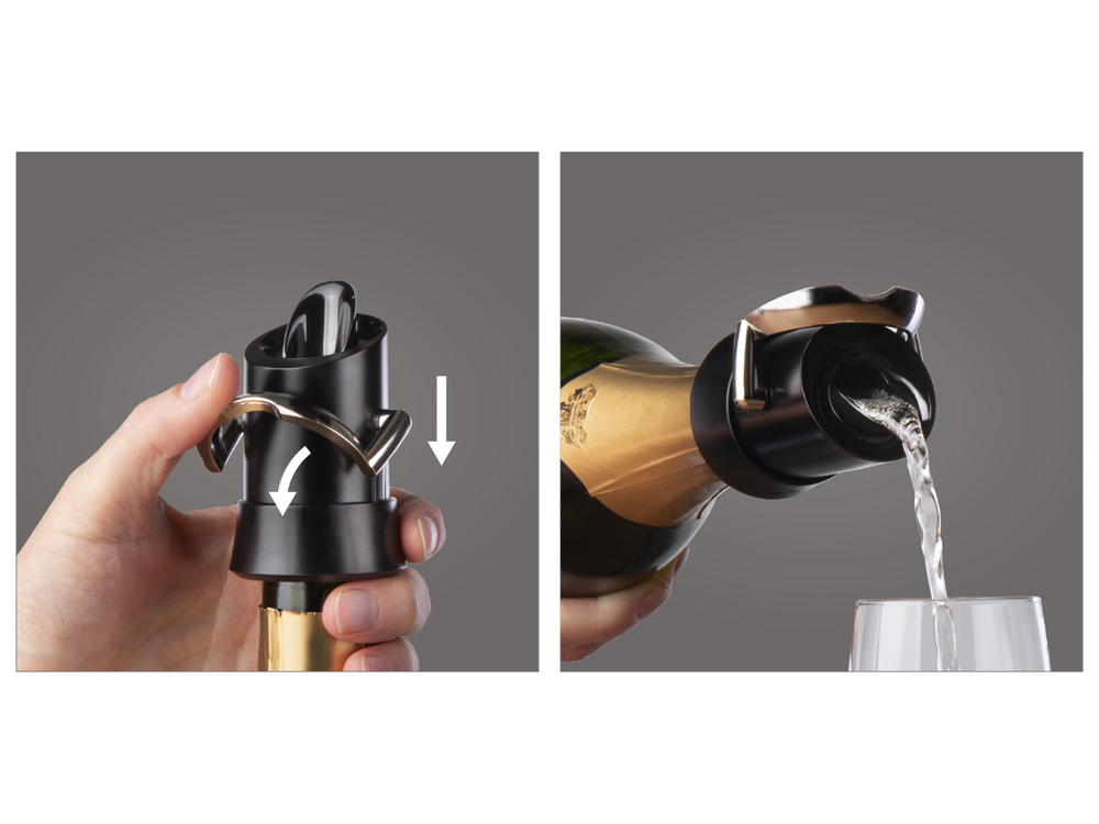 Vacu Vin Champagne Stopper og Hældekande - Sort
