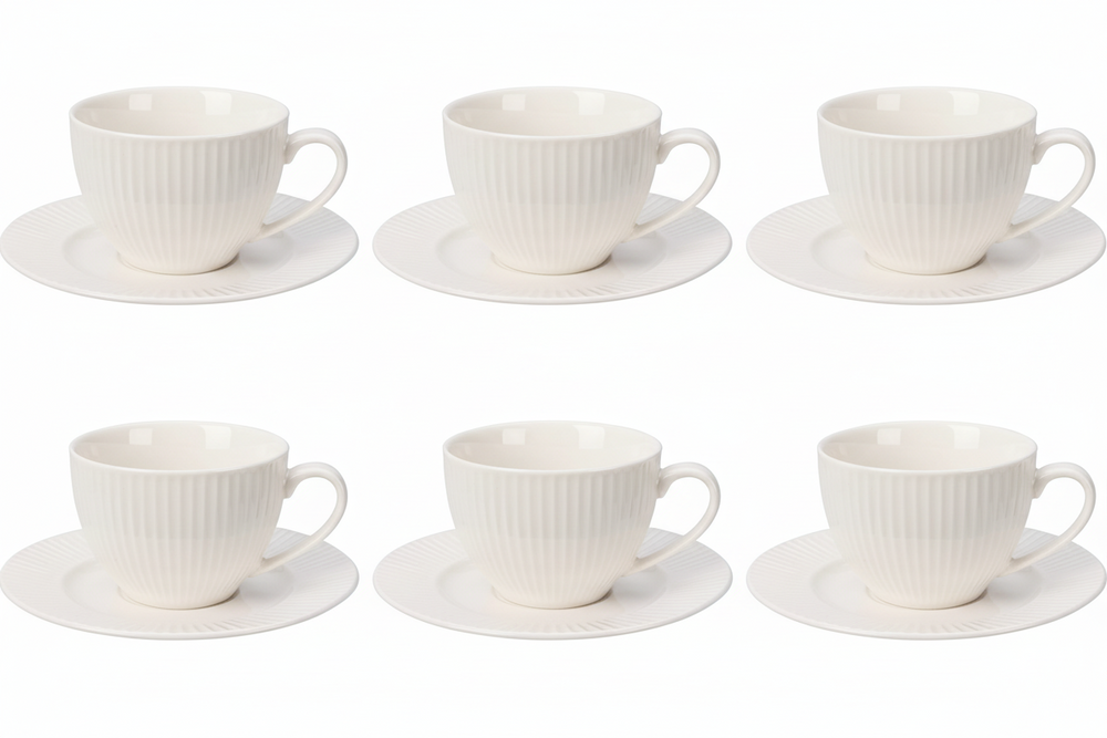 Cookinglife Kop og Skål Siaki New Bone - Porcelæn - 240 ml - 6 stk.