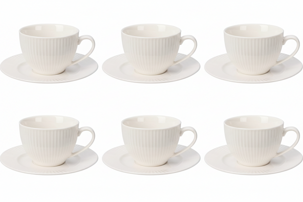 Cookinglife Kop og Skål Siaki New Bone - Porcelæn - 240 ml - 6 stk.