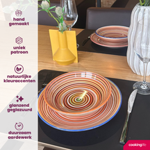 Cookinglife Serviesset Rhythm & Lines 18-delig / 6 personer - 6 middagstallerkener, 6 morgenmadstallerkener og 6 dybe tallerkener