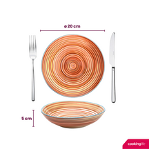 Cookinglife Serviesset Rhythm & Lines 18-delig / 6 personer - 6 middagstallerkener, 6 morgenmadstallerkener og 6 dybe tallerkener