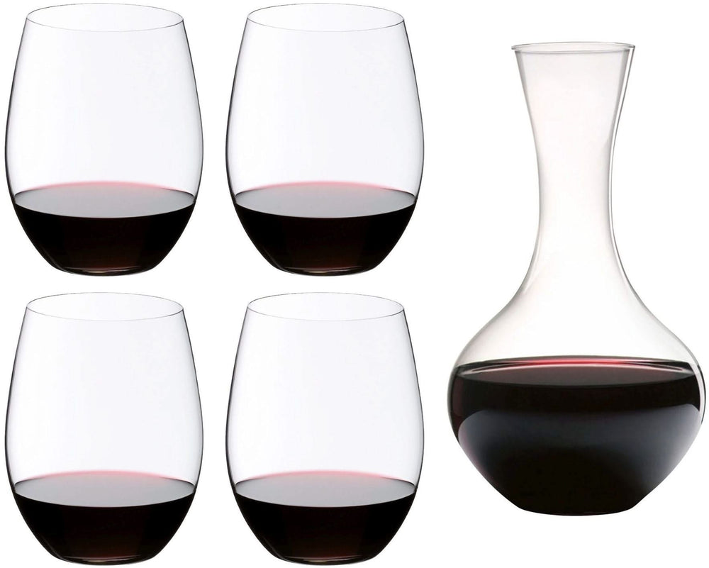 Riedel Rødvinsglassesæt O Wine - 4 stykker med Dekanterkaraf Syrah