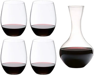 Riedel Rødvinsglassesæt O Wine - 4 stykker med Dekanterkaraf Syrah