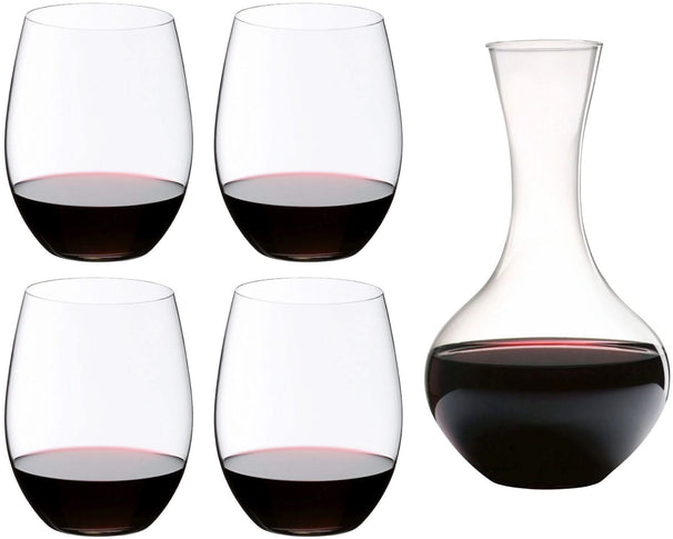 Riedel Rødvinsglassesæt O Wine - 4 stykker med Dekanterkaraf Syrah