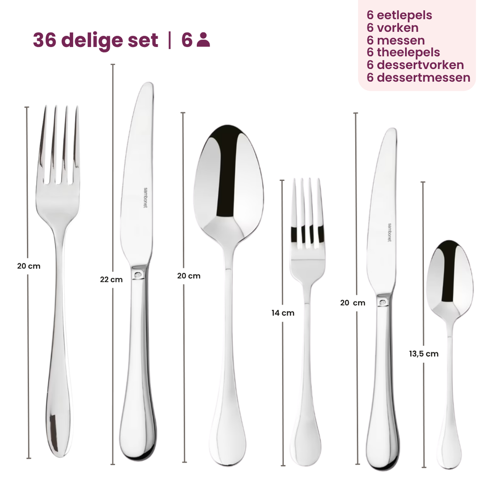 Sambonet Bestekset Bloom - RVS - Monoblock - 36 delig / 6 personer