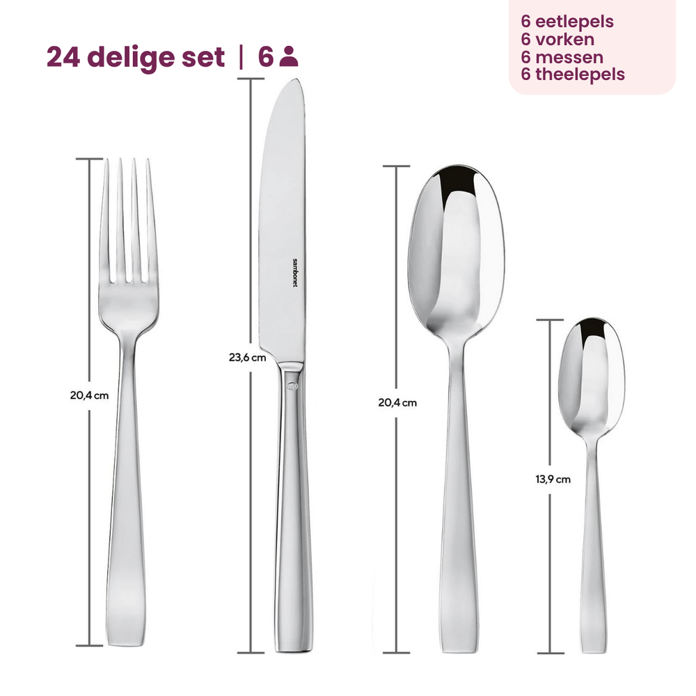 Sambonet Bestekset Flat - RVS - 24 delig / 6 personer