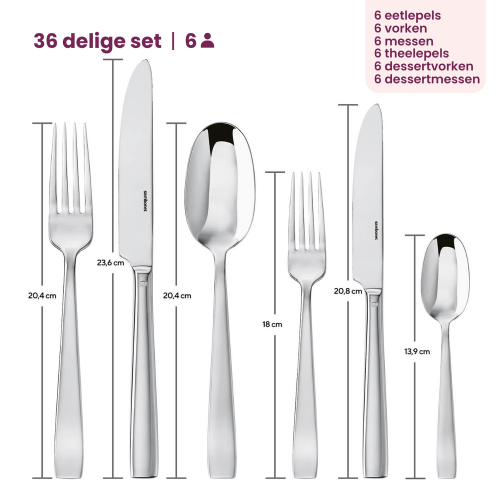 Sambonet Bestekset Flat - RVS - 36 delig / 6 personer