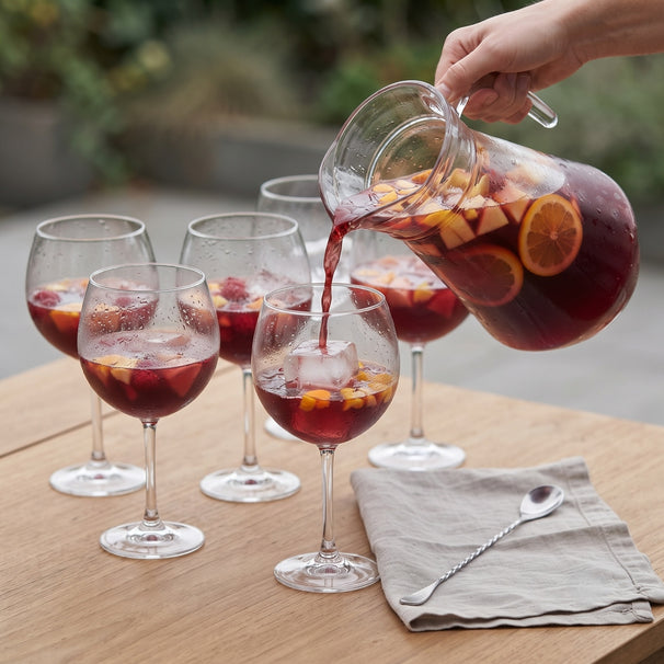Sangria sæt Karaf 1.6 Liter + Sangria Glas 700 ml - 6 Stykker + Isterningebakke