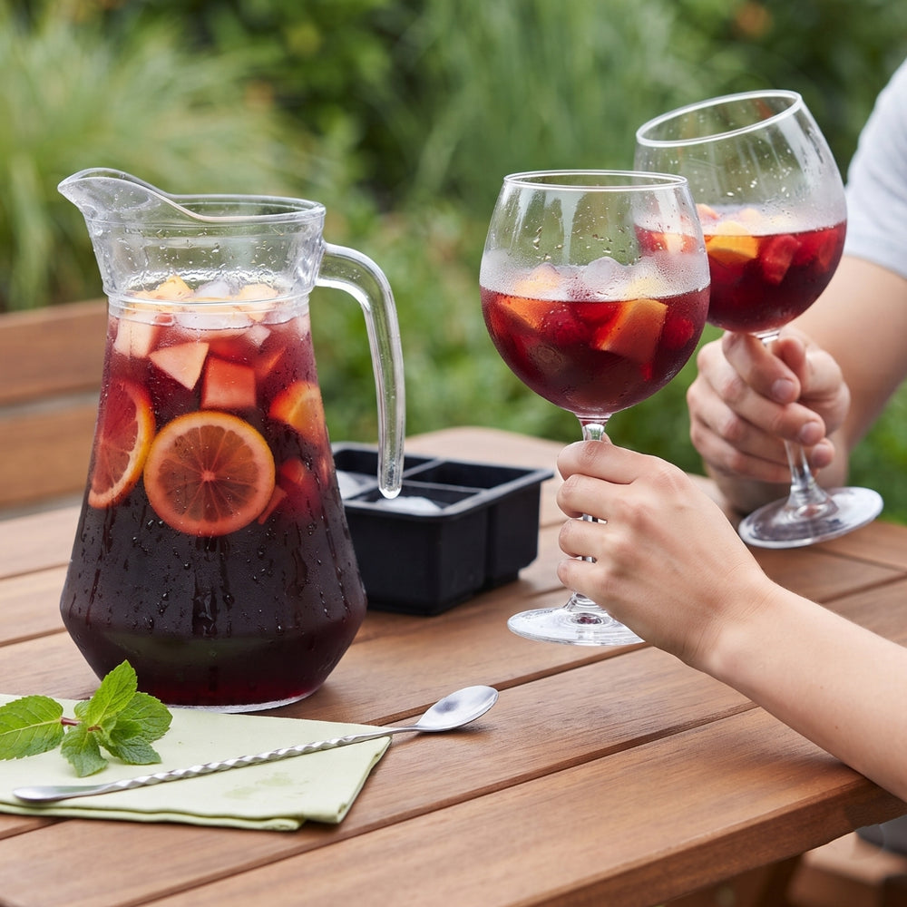 Sangria sæt Karaf 1.6 Liter + Sangria Glas 700 ml - 6 Stykker + Isterningebakke
