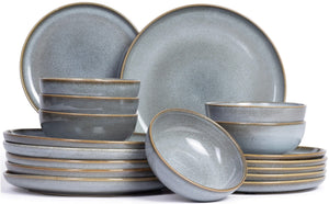 ASA Selection Spisestel Saisons - Denim 18 dele / 6 personer - 6 middagstallerkener, 6 frokosttallerkener og 6 skåle