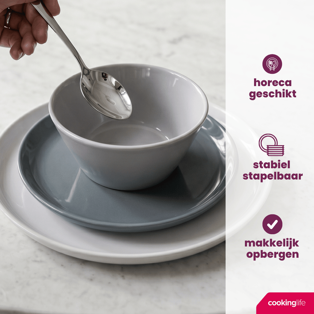 Cookinglife Suppeskåle / Skåle - Siaki Hvid / Blå / Grå ø 14 cm - Porcelæn - 6 stk.